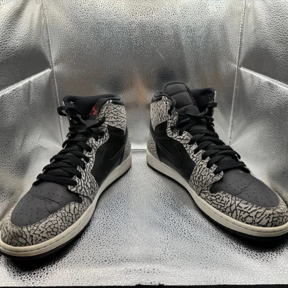 Size 13 Air Jordan 1 Retro High‎ Black Elephant Men's Sneaker Shoes 839115-013